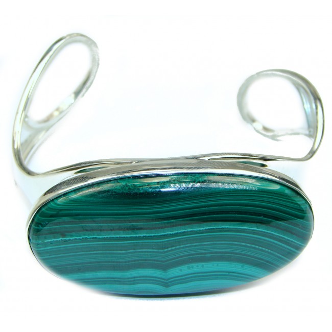 Eternal Paradise 57.8 grams Natural Malachite highly polished .925 Sterling Silver handcrafted Bracelet / Cuff