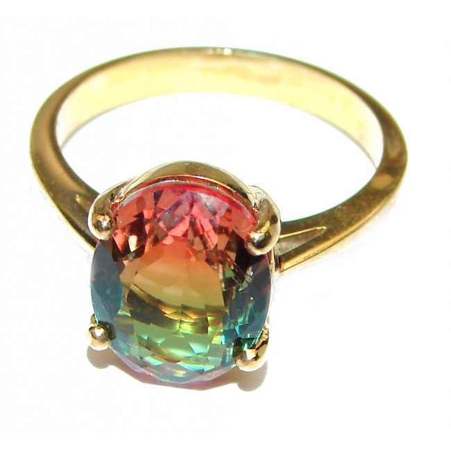 Top Quality Tourmaline 18K Gold over .925 Sterling Silver handcrafted Ring s. 7 3/4