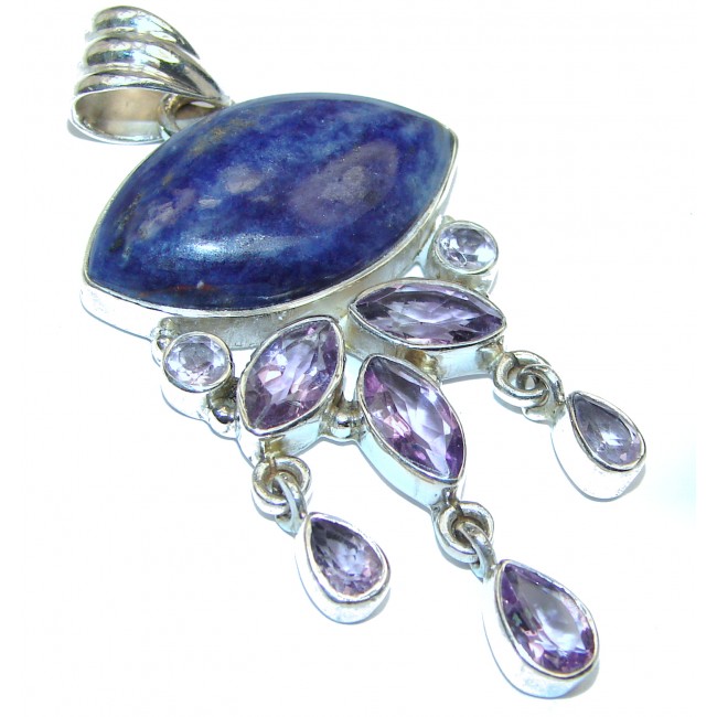 Vinatge Style Blue Sodalite .925 Sterling Silver handcrafted Pendant