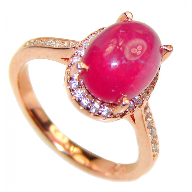 Genuine 12 ctw Star Ruby Gold over .925 Sterling Silver handcrafted Statement Ring size 6