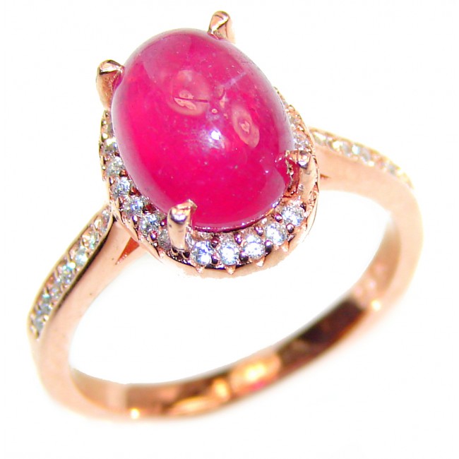 Genuine 12 ctw Star Ruby Gold over .925 Sterling Silver handcrafted Statement Ring size 6