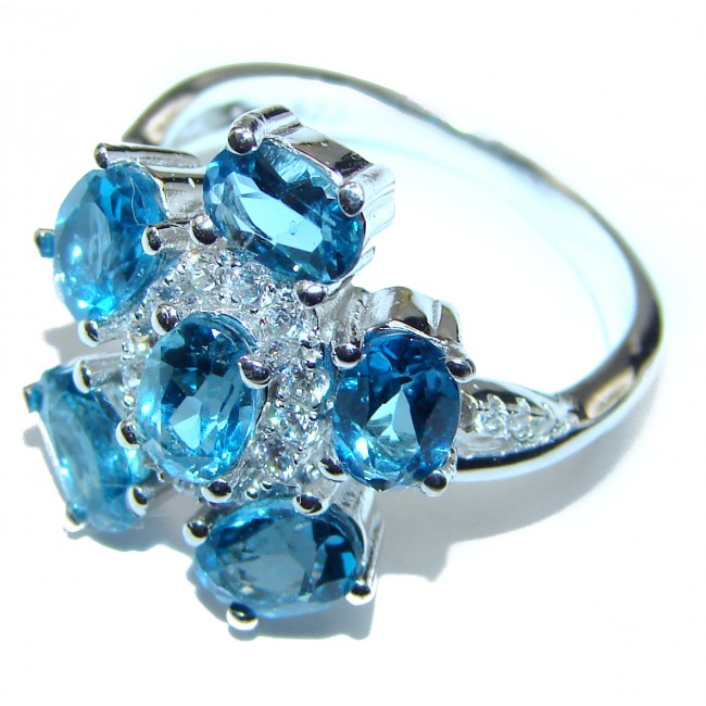 London Blue Topaz .925 Sterling Silver Statement Ring s. 7