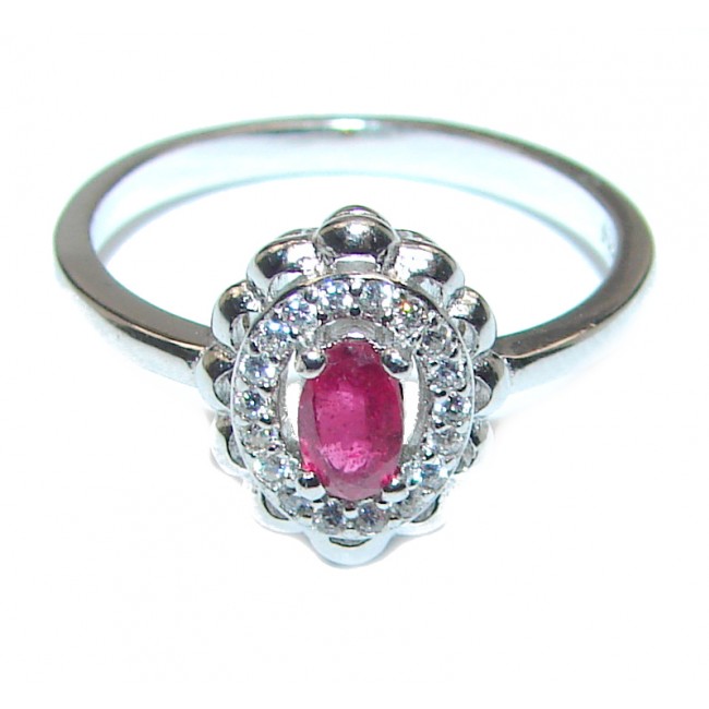 Genuine Ruby .925 Sterling Silver handcrafted Statement Ring size 6