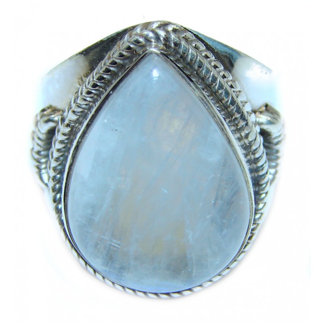 Rainbow Moonstone .925 Sterling Silver handmade Ring size 9