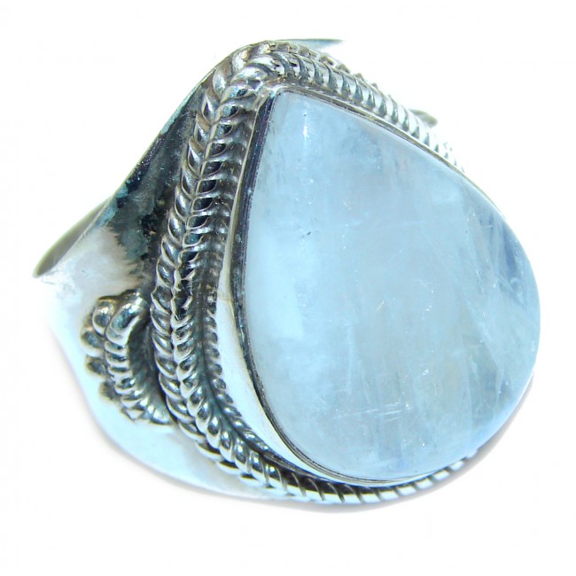 Rainbow Moonstone .925 Sterling Silver handmade Ring size 9