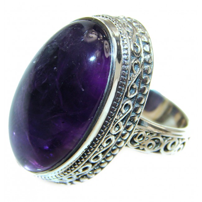 66ctw Purple Arfican Amethyst .925 Sterling Silver Ring size 8