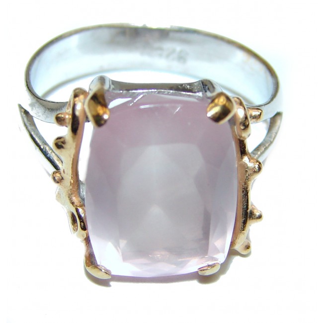 Princess Cut 25ctw Rose Quartz Rose Gold over .925 Sterling Silver brilliantly handcrafted ring s. 7