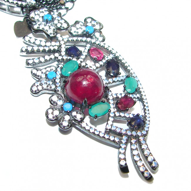 Princess Incredible Authentic Ruby black rhodium over .925 Sterling Silver necklace