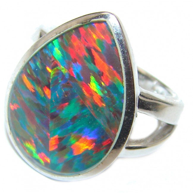 Australian Doublet Opal .925 Sterling Silver handmade ring size 6