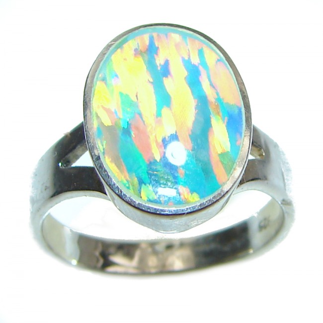 Australian Doublet Opal .925 Sterling Silver handmade ring size 7