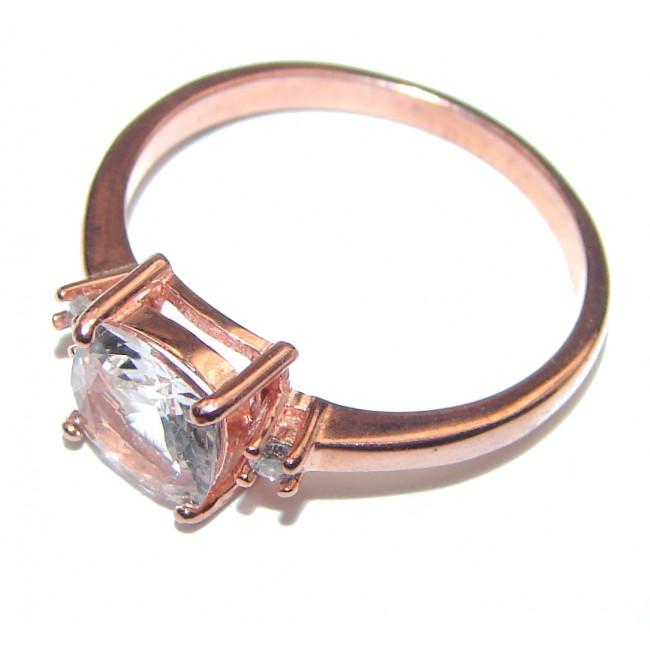 Exceptional Morganite 14K Rose Gold over .925 Sterling Silver handcrafted ring s. 8 1/4