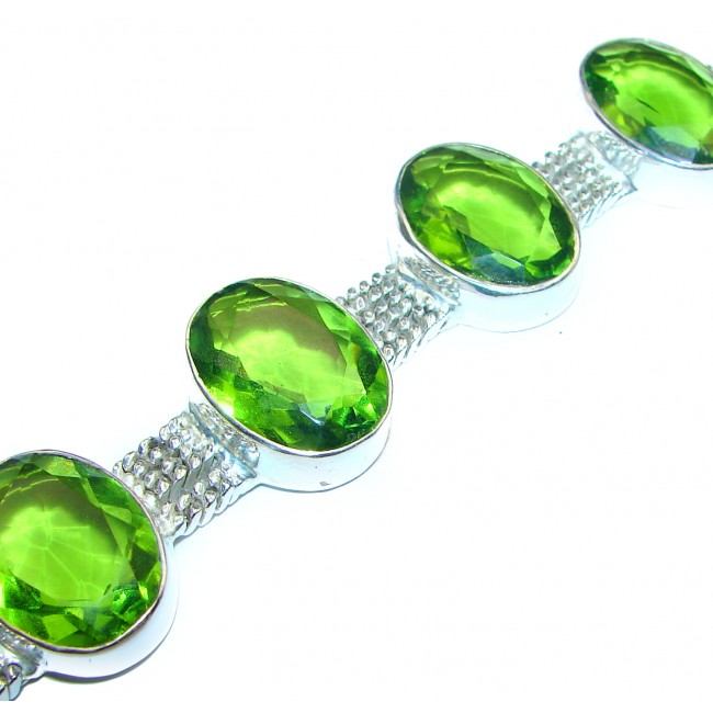 Huge Green quartz .925 Sterling Silver handcrafted Bracelet