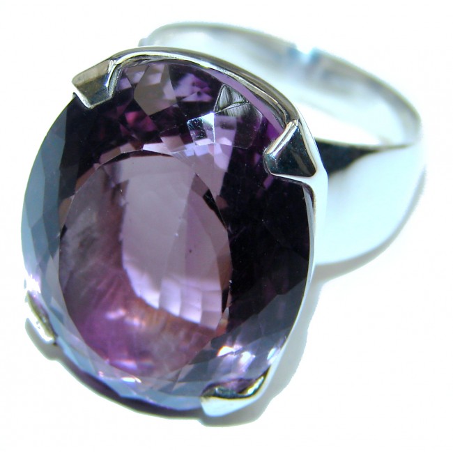 Massive 35ctw Purple Perfection Amethyst .925 Sterling Silver Ring size 8
