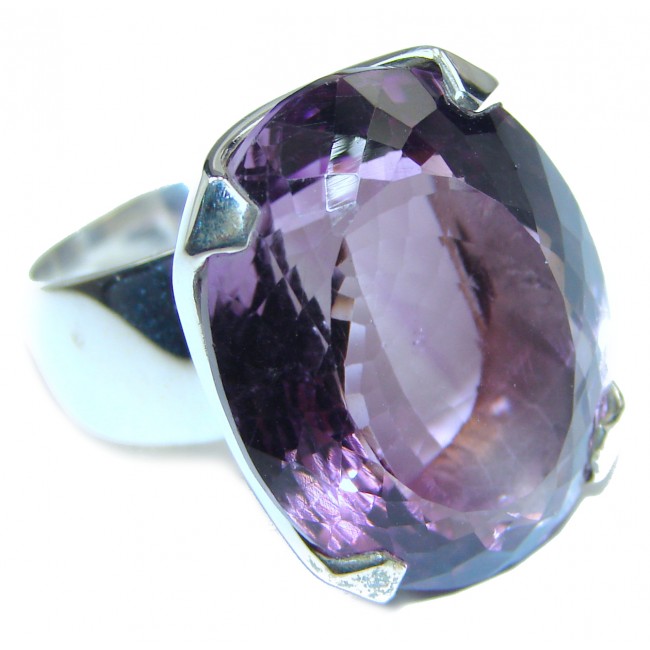 Massive 35ctw Purple Perfection Amethyst .925 Sterling Silver Ring size 8