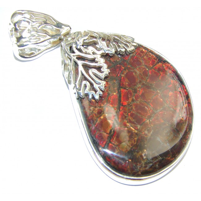 Rich Design genuine Canadian Ammolite .925 Sterling Silver handcrafted Pendant