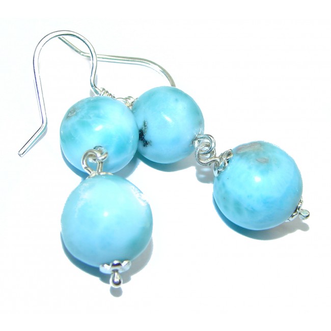 Precious Blue Larimar .925 Sterling Silver handmade earrings