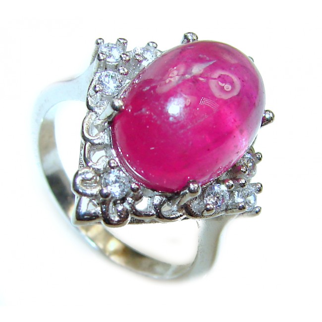 Large 26ctw Mesmerizing authentic Ruby .925 Sterling Silver handmade Ring size 7