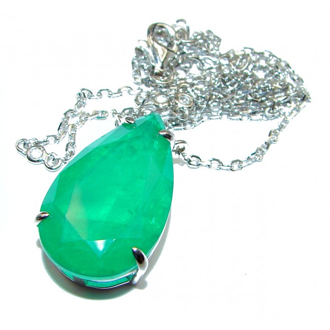 Alessandra Large Emerald .925 Sterling Silver handcrafted Statement necklace