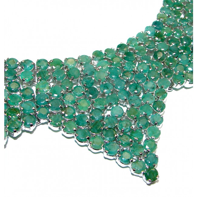 Green Queen Huge authentic Emerald .925 Sterling Silver handcrafted necklace