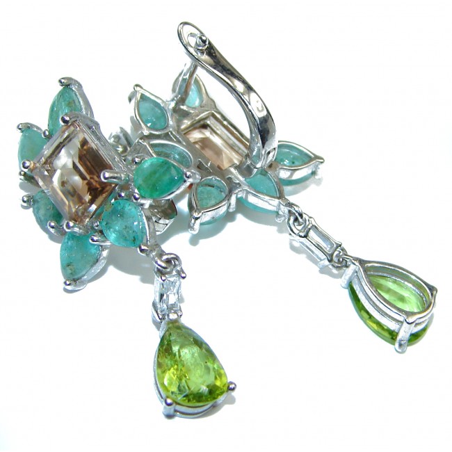 Emerald Morganite .925 Sterling Silver handcrafted earrings