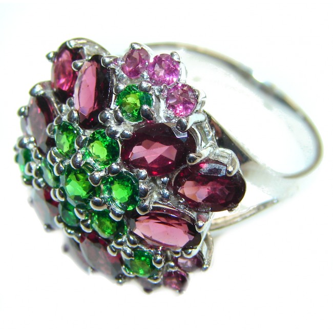 Large Genuine Chrome Diopside Garnet .925 Sterling Silver handcrafted Statement Ring size 8