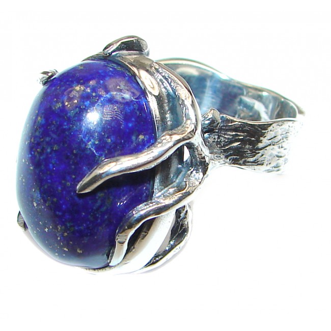 Natural Lapis Lazuli .925 Sterling Silver handcrafted ring size 9 1/4