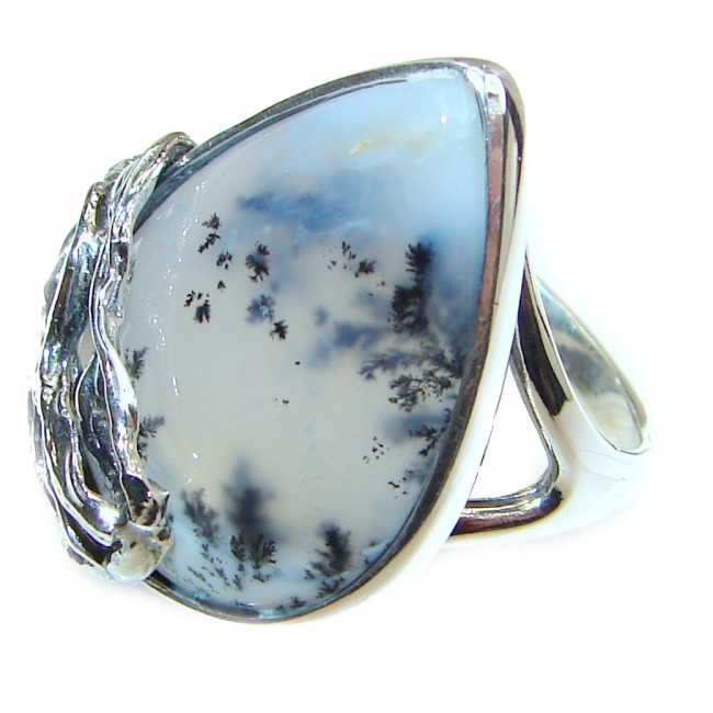 Dendritic Agate .925 Sterling Silver Ring size 8 3/4