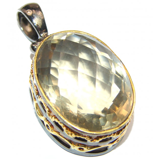 Antique Style Champagne Topaz black rhodium over .925 Sterling Silver handcradfted Pendant