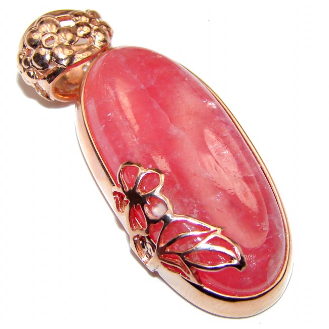 Pure Perfection Genuine Argentinian Rhodochrosite 18K Gold over .925 Sterling Silver handmade Pendant