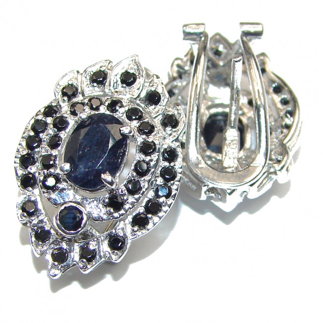 Incredible Genuine Sapphire .925 Sterling Silver handcrafted stud Earrings