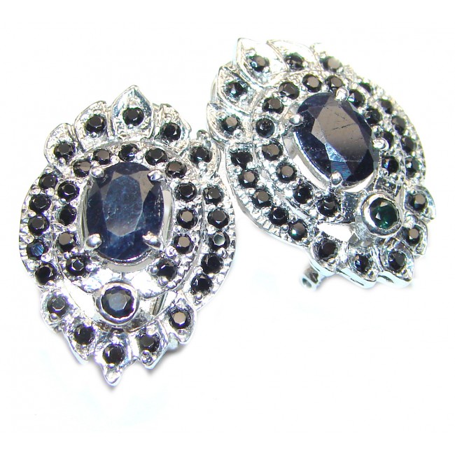 Incredible Genuine Sapphire .925 Sterling Silver handcrafted stud Earrings