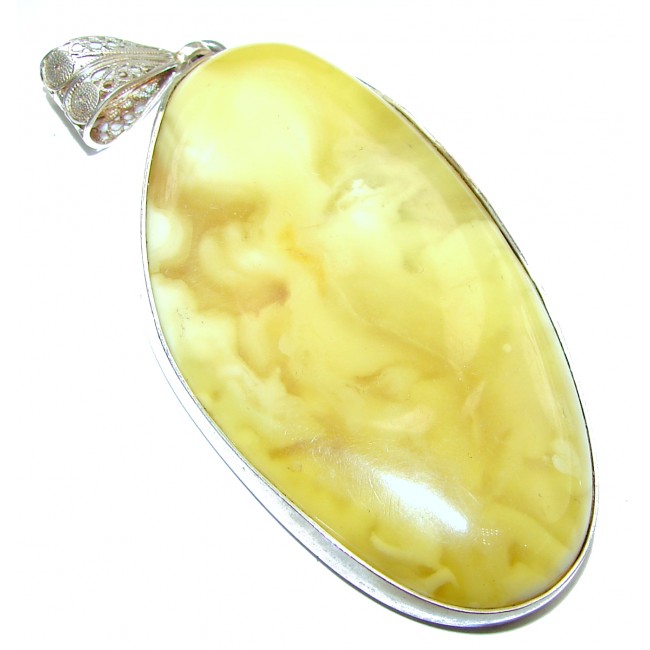 Incredible Beauty Natural Baltic Butterscotch Amber .925 Sterling Silver handmade Pendant