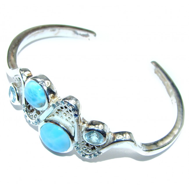 Modern Design Blue Larimar .925 Sterling Silver handcrafted Bracelet / Cuff