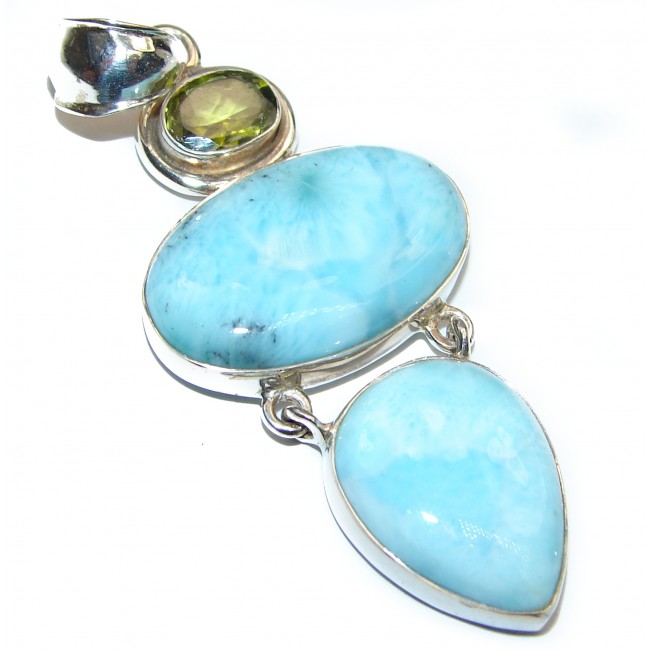 Old fashion authentic Larimar .925 Sterling Silver handmade Pendant