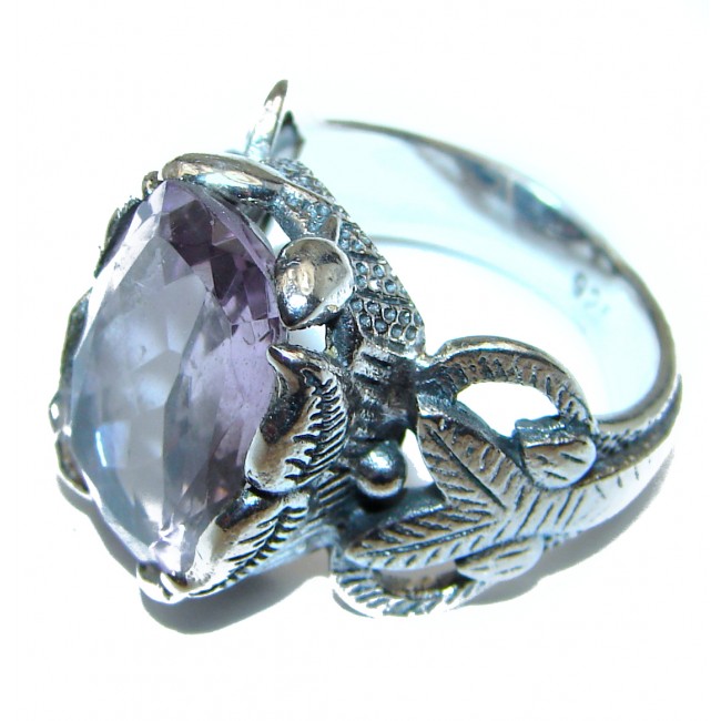 Vintage Style Pink Amethyst .925 Sterling Silver Ring s. 6