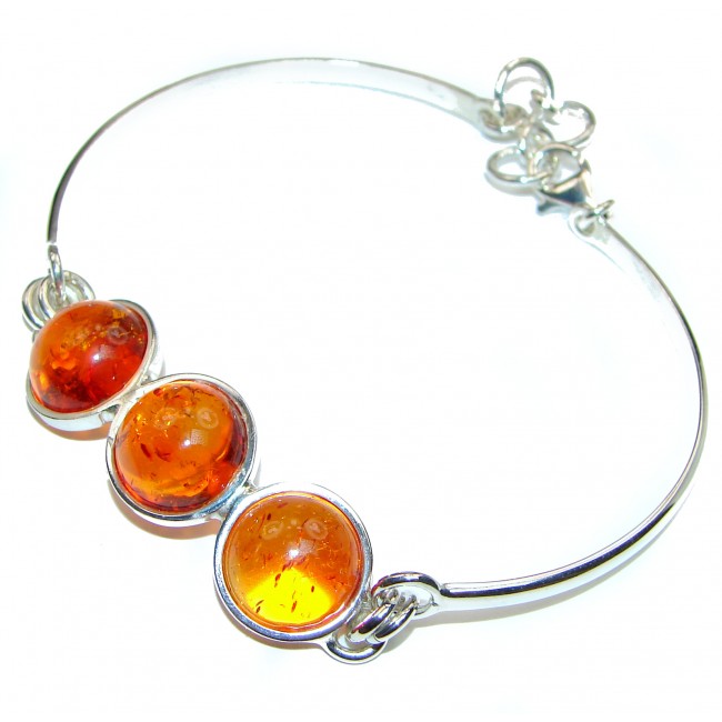 Beautiful natural Amber .925 Sterling Silver handcrafted Bracelet