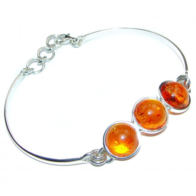 Beautiful natural Amber .925 Sterling Silver handcrafted Bracelet