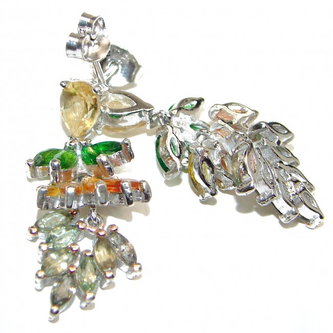Nature Inspired Authentic Citrine Peridot .925 Sterling Silver handmade earrings