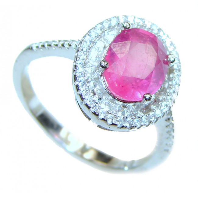 Genuine 9 ctw Kashmir Ruby .925 Sterling Silver handcrafted Statement Ring size 7 1/4