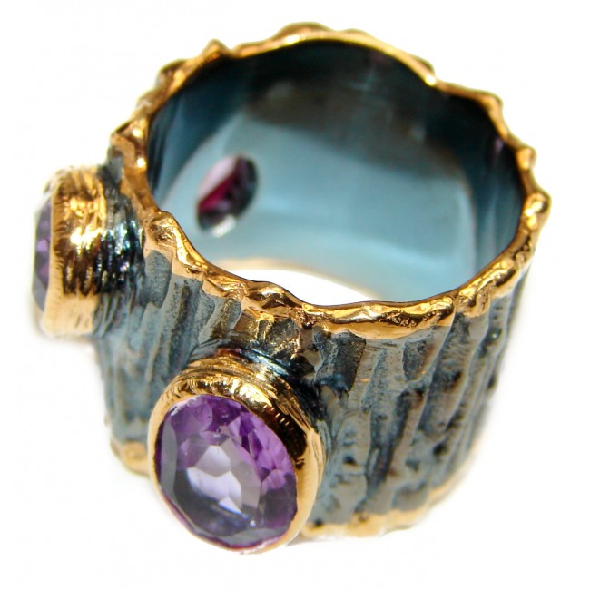 Royal purple authentic Amethyst .925 Sterling Silver Statement Ring size 6 1/2