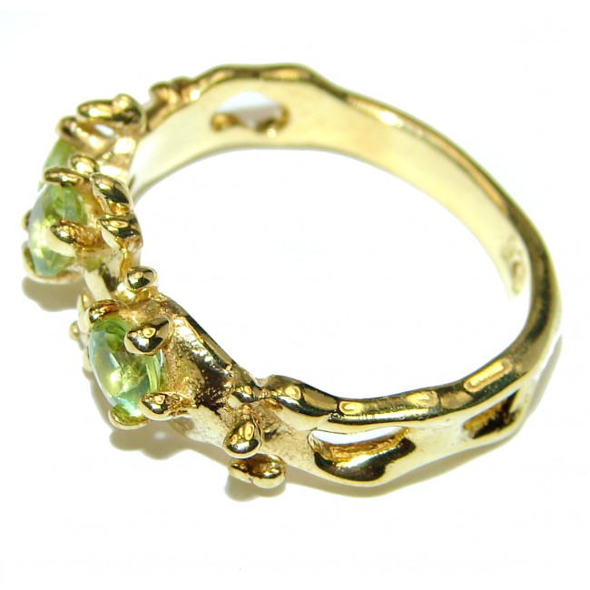 Green Reef Peridot 14K Gold over .925 Sterling Silver Ring size 7 1/4