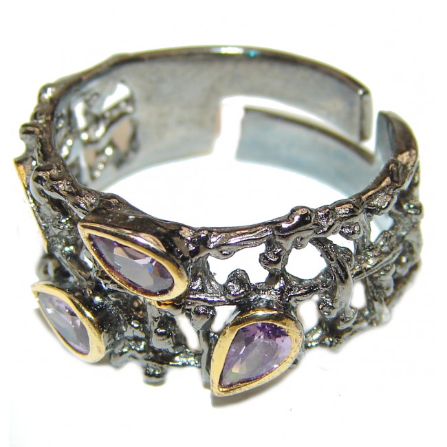 Purple Perfection Amethyst .925 Sterling Silver Ring size 6 adjustable