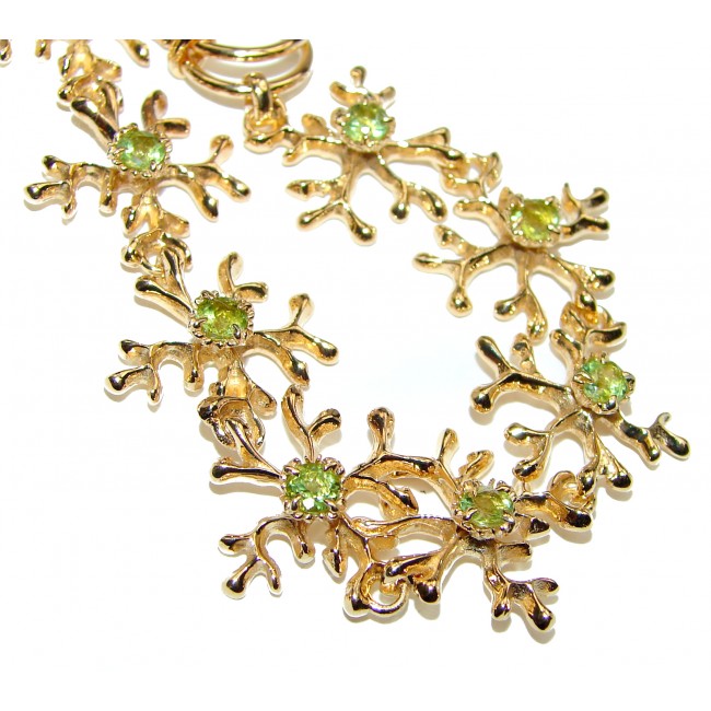Green Reef genuine Peridot 14K Gold over .925 Sterling Silver handmade Bracelet
