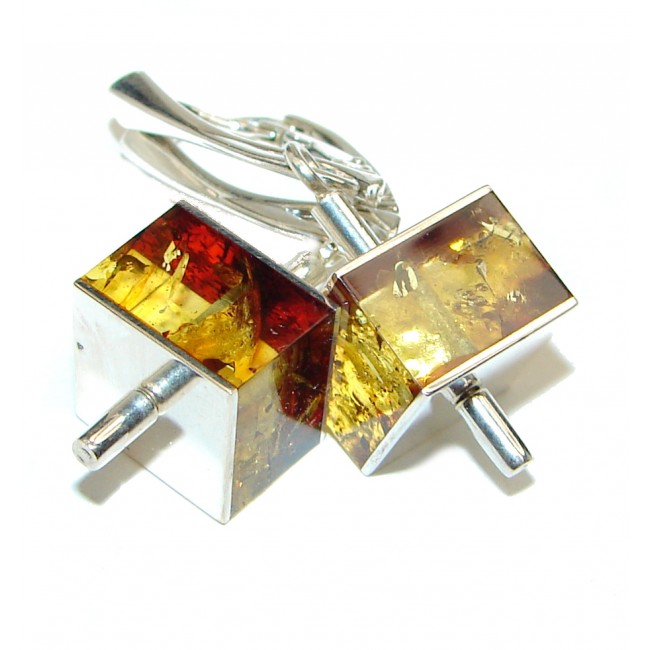 Bohemian style Authentic Baltic Amber .925 Sterling Silver handmade Earrings