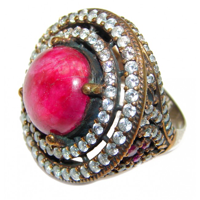 Large 26ctw Mesmerizing authentic Ruby .925 Sterling Silver handmade Ring size 7 1/2
