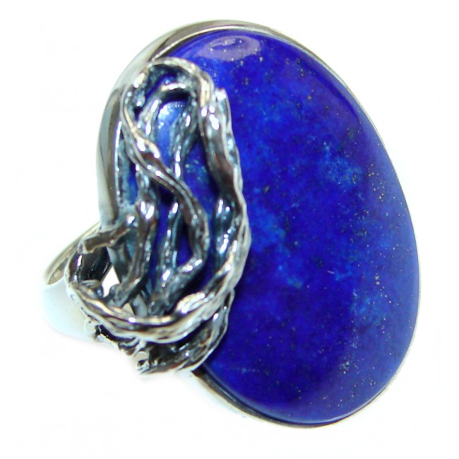 LARGE Natural Lapis Lazuli .925 Sterling Silver handcrafted ring size 8 1/4