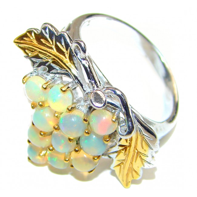 Sweet Grapes Ethiopian Opal 18k Gold over .925 Sterling Silver handcrafted ring size 8 3/4