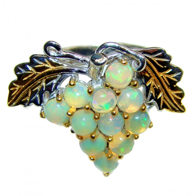 Sweet Grapes Ethiopian Opal 18k Gold over .925 Sterling Silver handcrafted ring size 8 3/4