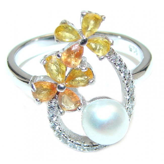 Blister Pearl yellow Sapphire .925 Sterling Silver handmade ring size 7 3/4