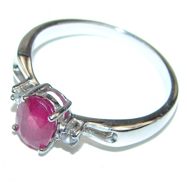 Genuine 0.8 ctw Kashmir Ruby .925 Sterling Silver handcrafted Statement Ring size 7